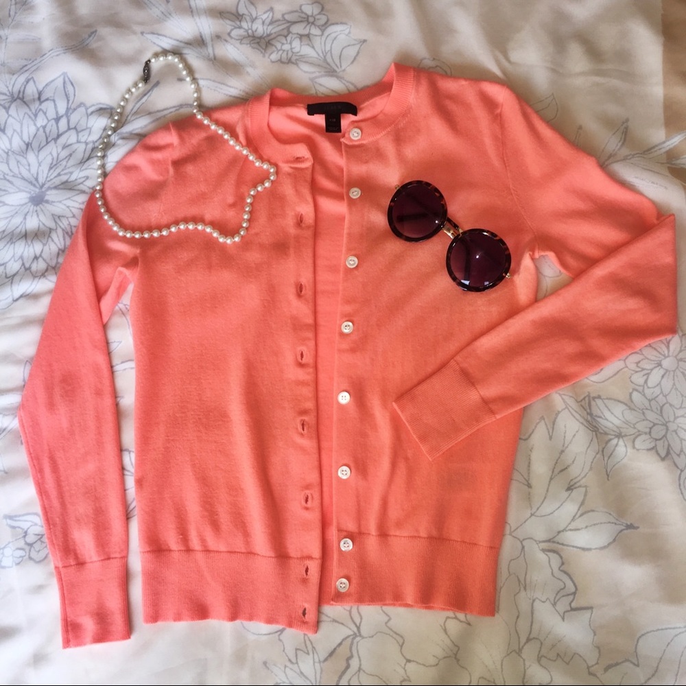 J.Crew Jackie Cardigan, Hot Coral Pink, XXS